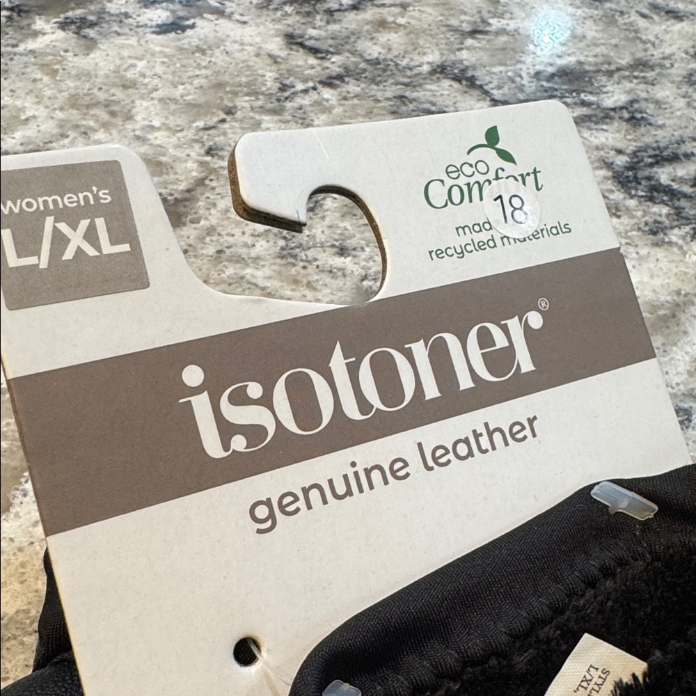 Isotoner Genuine Leather Touchscreen Gloves Black L/XL Warm Lined NWT - Picture 4 of 9